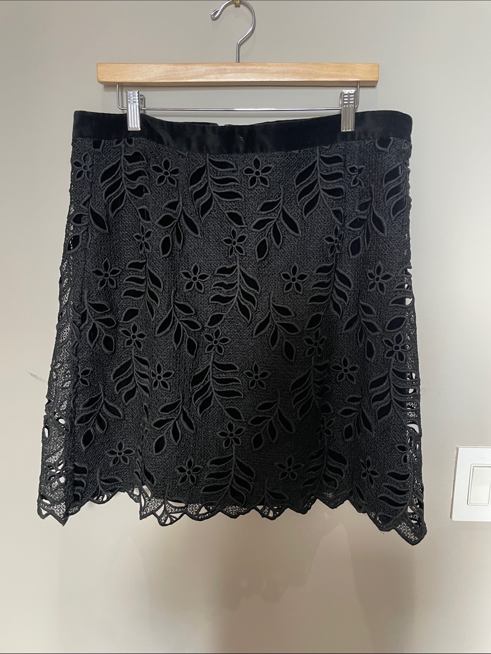 Ivanka Trump Black Floral Cutout Lace Midi Skirt